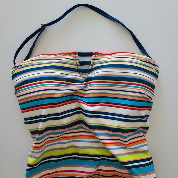 Pink Envelope One Piece Swimsuit Striped Multicolor Swimsuit Size XL - Picture 2 of 6